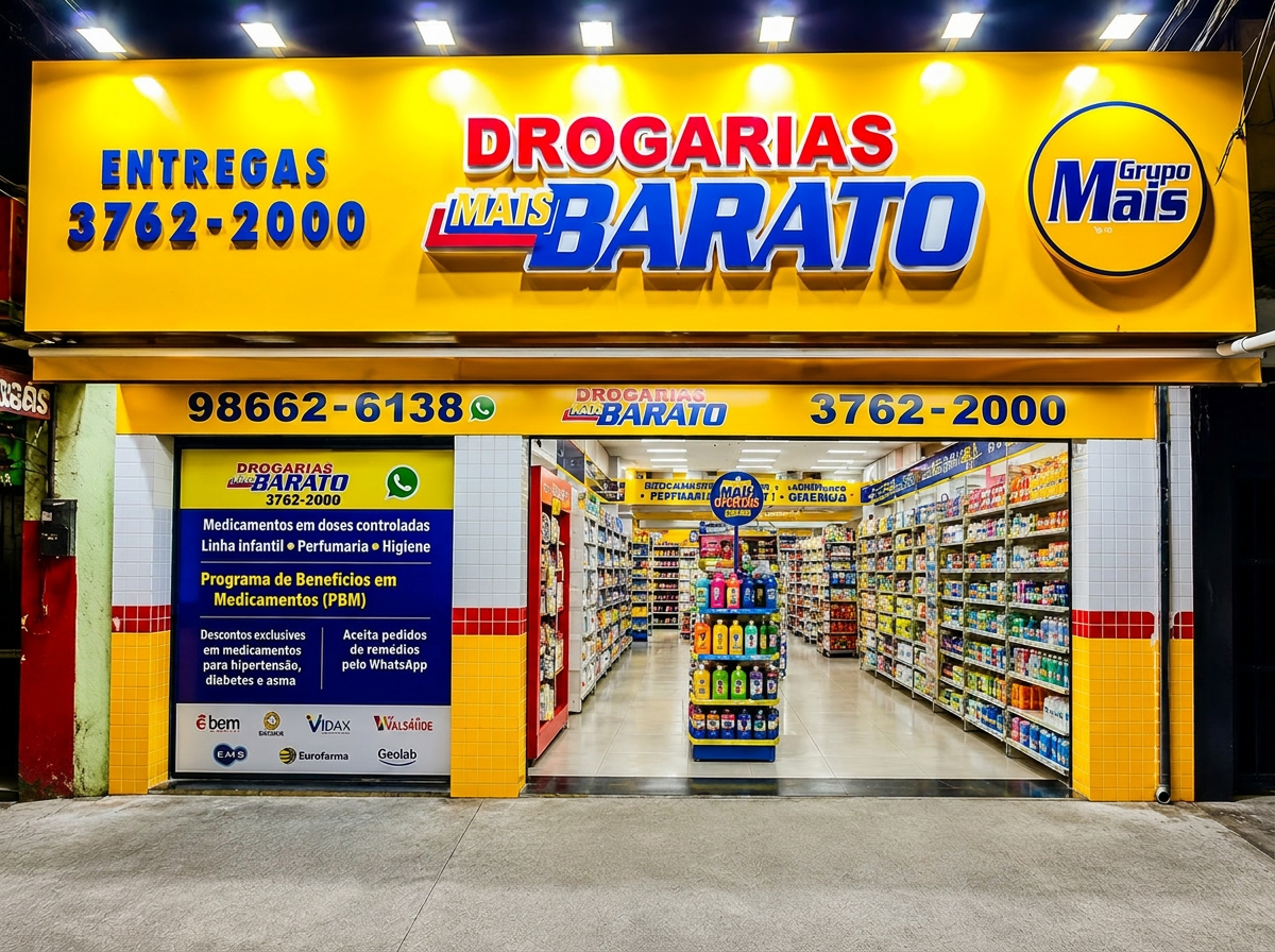 Fachada da Drogarias Mais Barato em Nilópolis - RJ